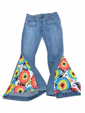Aeropostale Tie Dye Bell Bottom Jeans Size 11/12 Y2K Boho Hippie Festival Flare